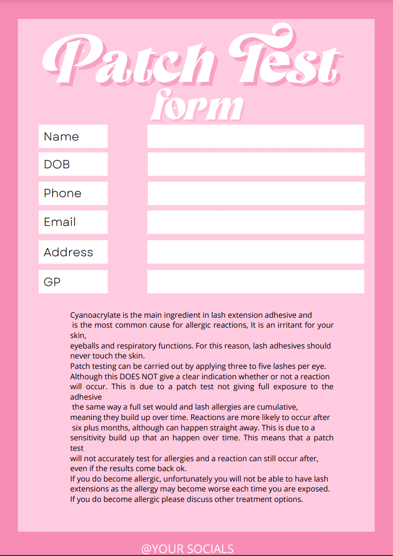Patch Test Form Template