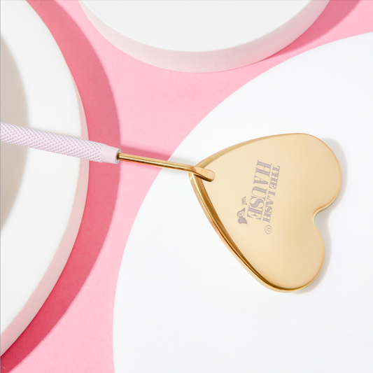 Gold and Pink Heart Eyelash Extension Mirror