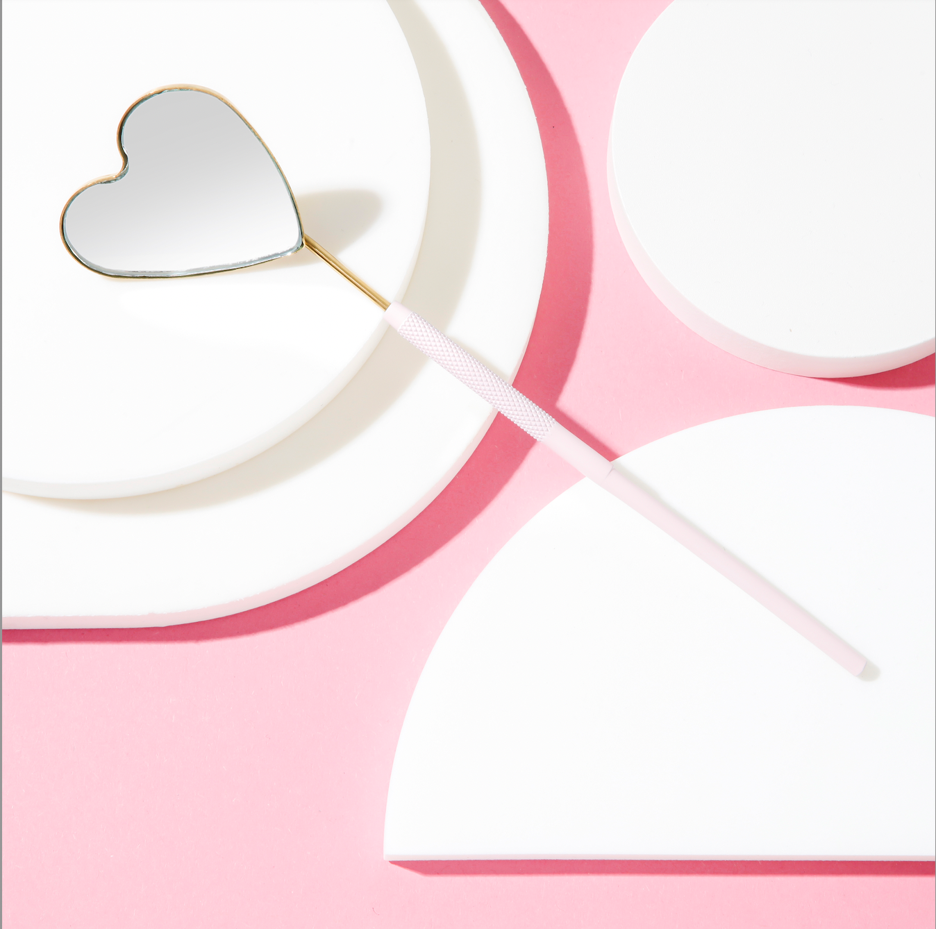 Gold and Pink Heart Eyelash Extension Mirror