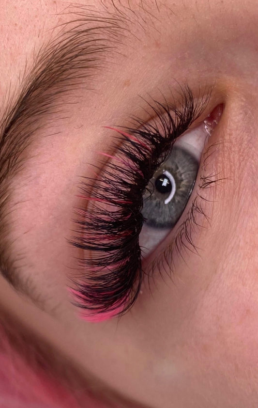 Pink coloured wispy lashes