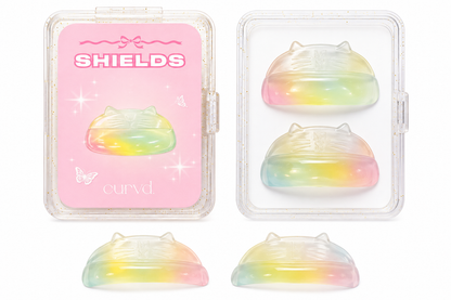 Glitter Rainbow Cat Glueless Sheilds