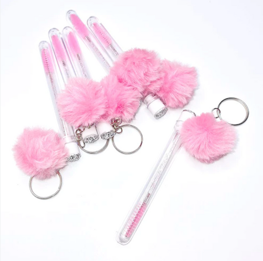 Pink Fluffy Key Ring Lash Wand